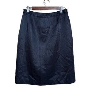 Talbots Black Knee-Length Straight Skirt Italian Fabric Size 10 Back Vent Preppy